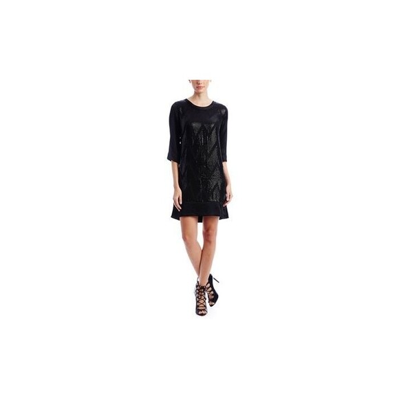 New Womens 4 NWT $449 Sequin Silk Dress Black L'AGENCE Sleeves Chevron Zig Zag - Picture 7 of 12